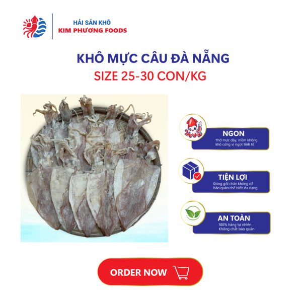 Mực khô Đà Nẵng size trung 25-30 con/kg | Lựa chọn kinh tế & Giá trị